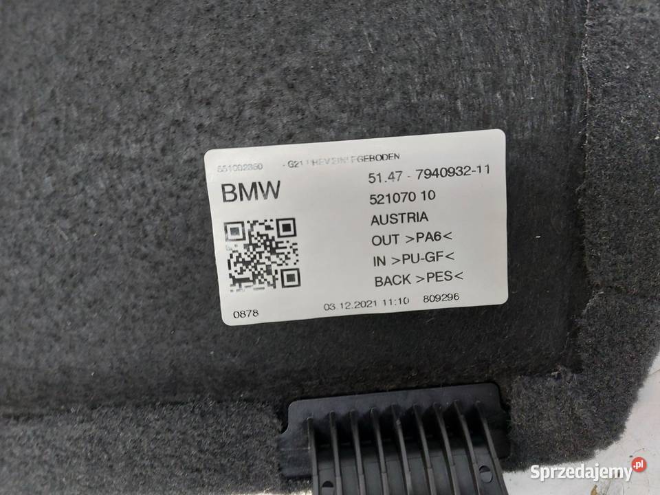 BMW G21 G20 Kombi 330e dywan wykładzina podłoga