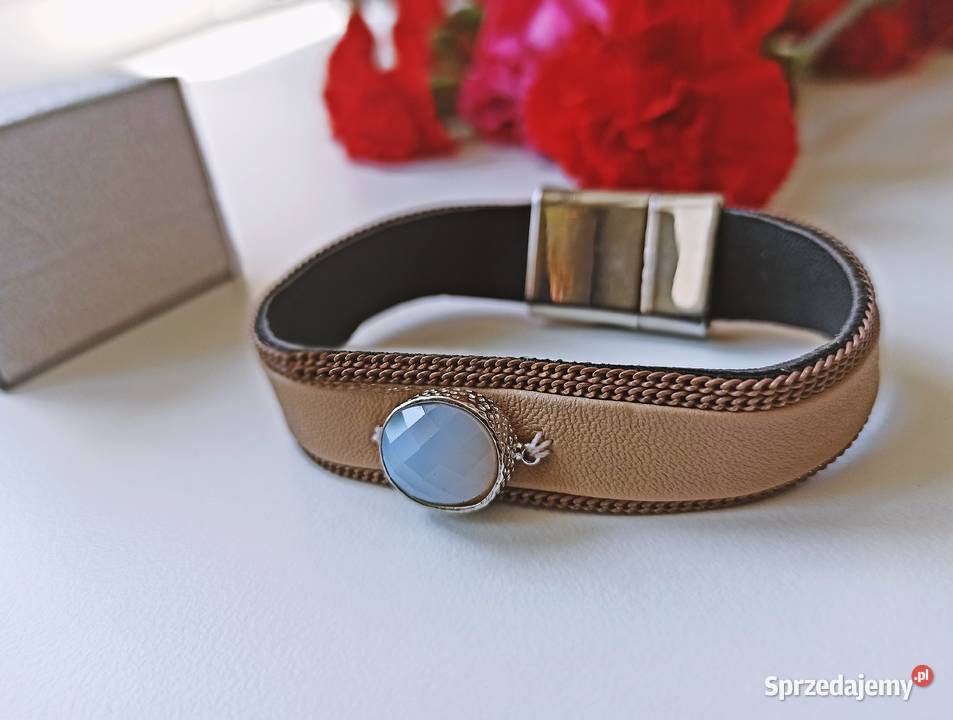 Bransolety opal mleczny skórka ekologiczna Zegarki i Biżuteria Warszawa