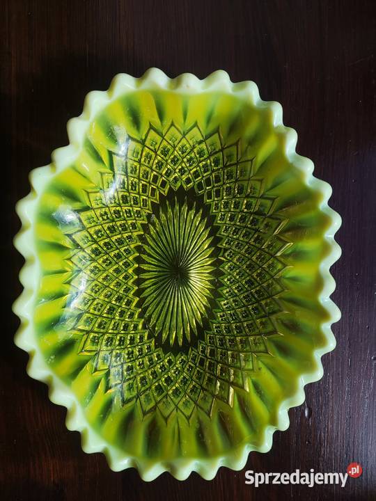 Szkło uranowe George Davidson talerz miska 1895r Kraków