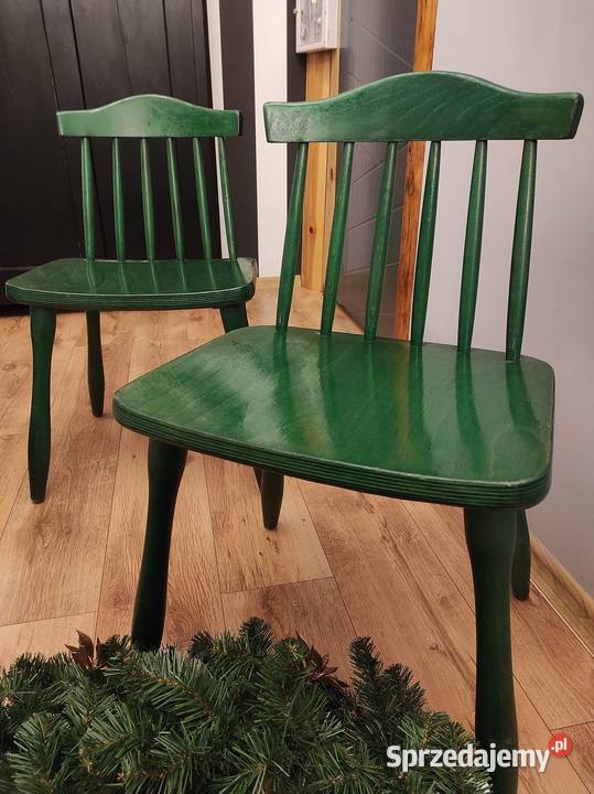 Krzesło drewniane, zielone, Święta