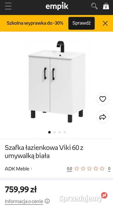 Szafka łazienkowa VIKI 60 z umywalką śląskie Częstochowa