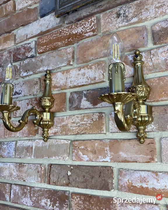 Para Francuskich kinkietów 3 mosiądz Antyk Poznań