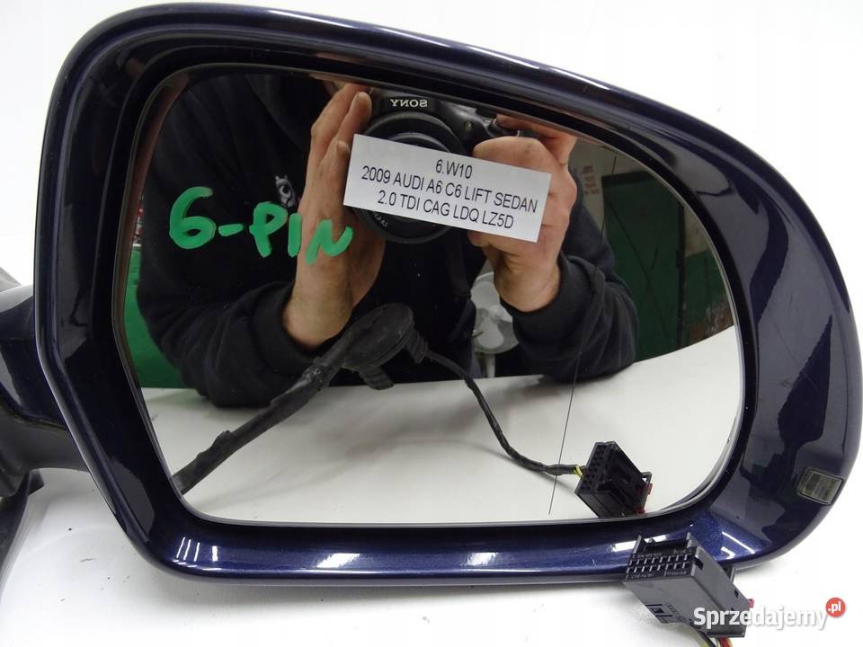 LUSTERKO PRAWE PRAWY PRZÓD LZ5D 6 PIN AUDI A6 C6