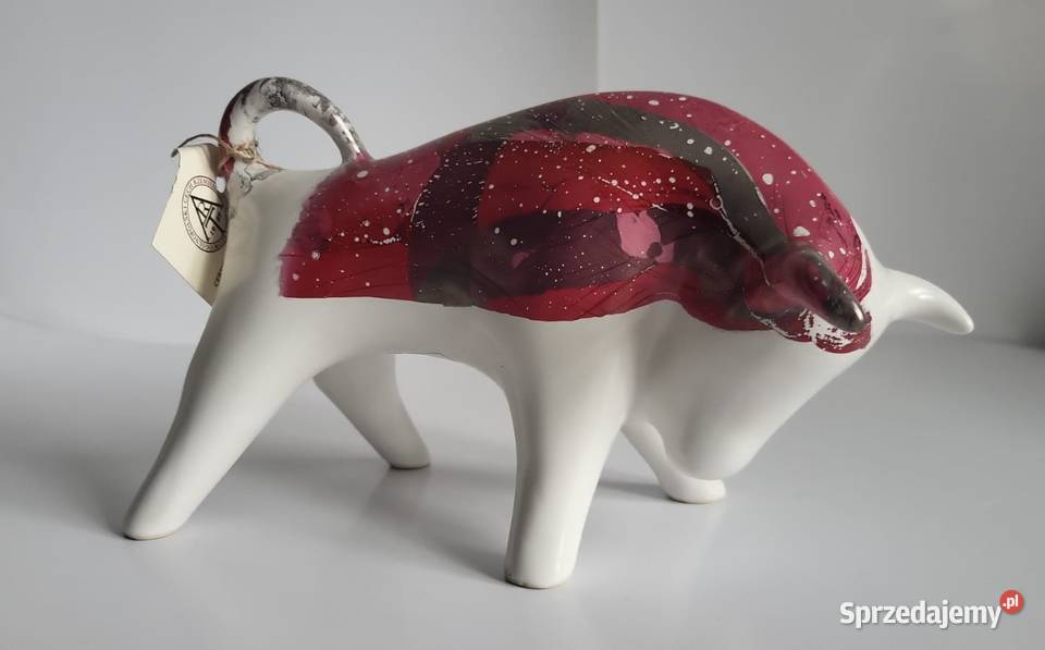 Byk Figurka Byczek ceramiczny ręcznie malowany Sierakowice