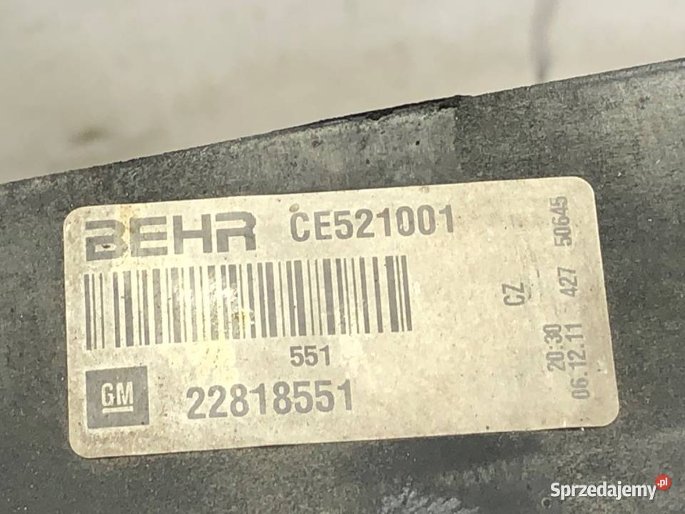 CHŁODNICA WODY OPEL INSIGNIA A 20 160 22818551 osobowe Chłodnie wody