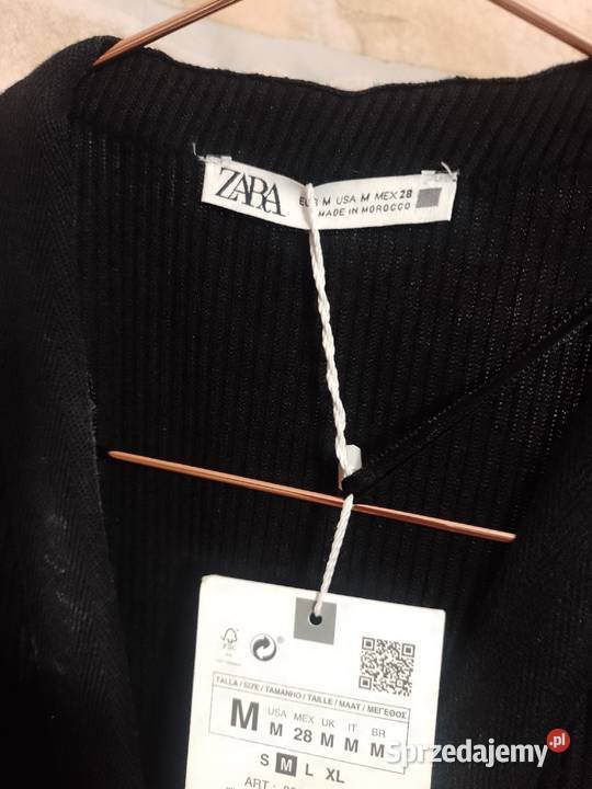 38M ZARA Długa czarna sukienka dzianinowa z Kraków
