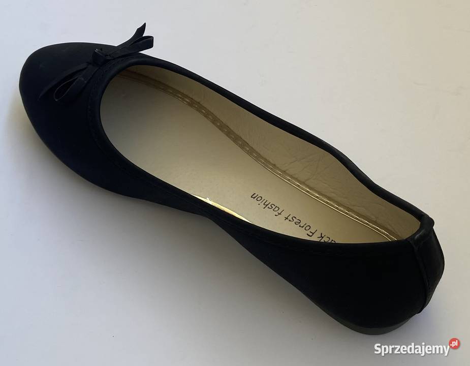 Czarne gładkie baleriny z kokardą rozmiar 37 Żyrardów