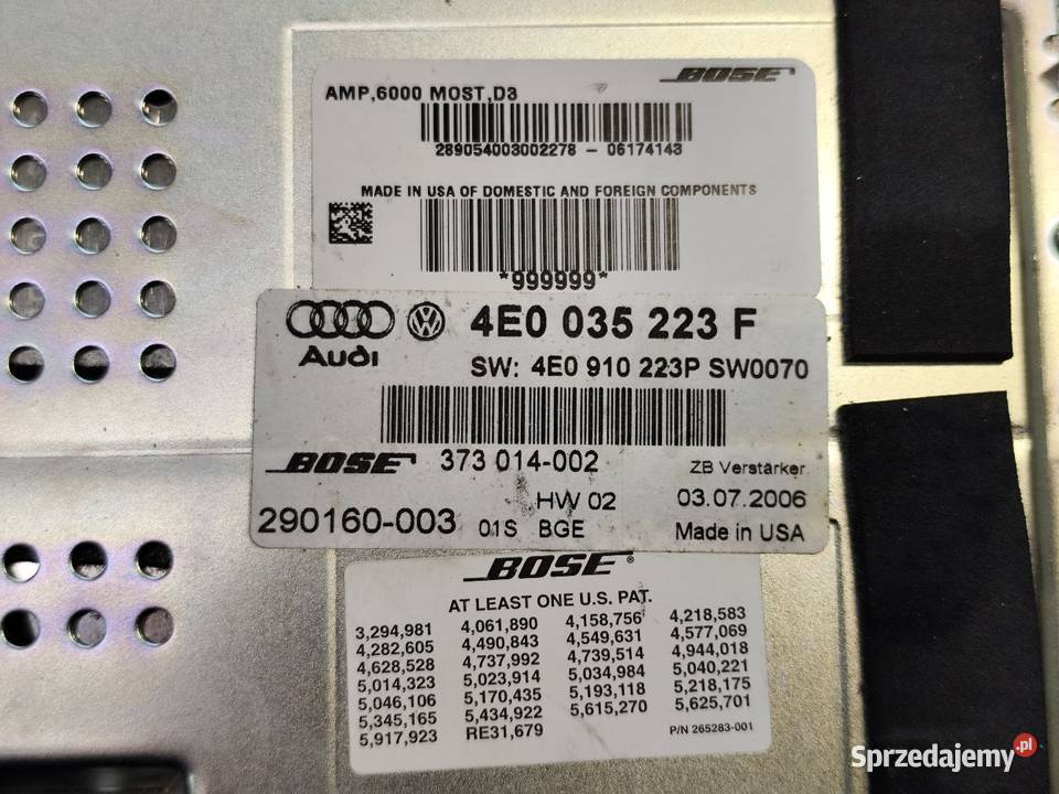 Audi A8 D3 Ii Lift Wzmacniacz Audio Głosnikowy