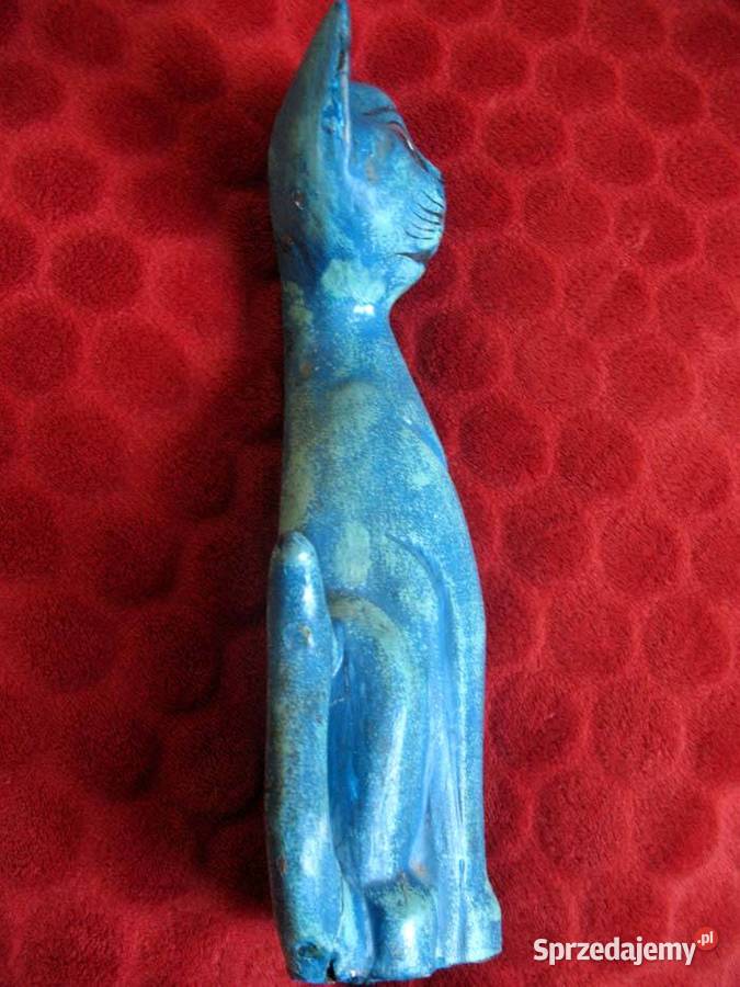 KOT Drewno Stara Figurka rzeźba 31 x 12 x 6