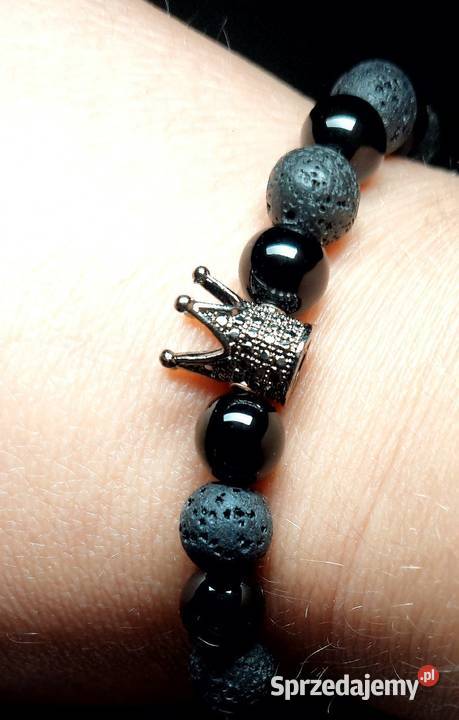 Bransoletka korona stal kamień Lawa Agat Bransoletki Katowice