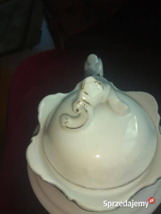 Duży dzbanek do kawy Złocenia i czarna emaila pomorskie