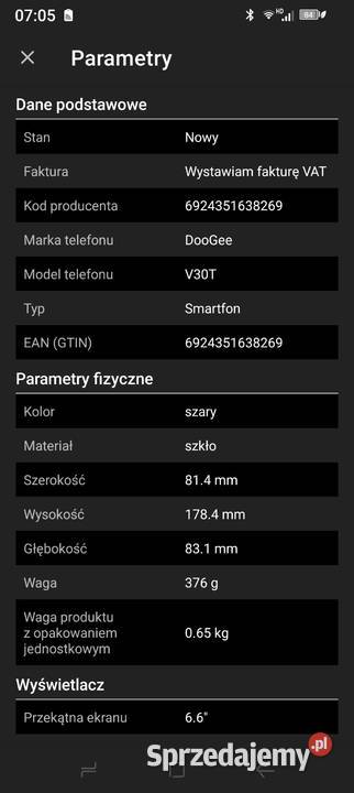 Sprzedam smartfon Doodee V30T Tarnów sprzedam