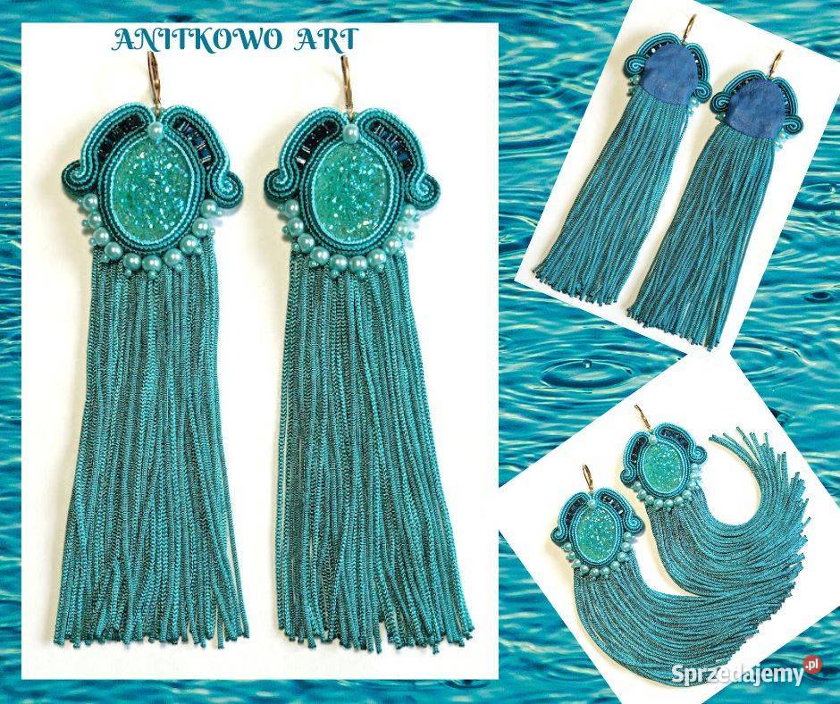 KOLCZYKI MORSKIE Z FRĘDZLAMI SUTASZ Zegarki i Biżuteria Warszawa sprzedam