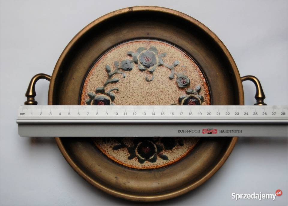 Patera mosiężna mosiądz ceramika Szwajcaria Lublin