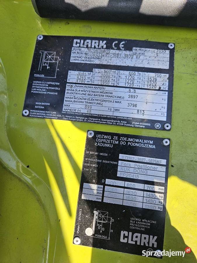 Elektryczny wózek czołowy Clark GTX20s Jelcz-Laskowice
