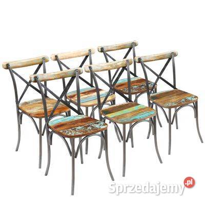 vidaXL Krzesła stołowe 6 lite drewno z Warszawa