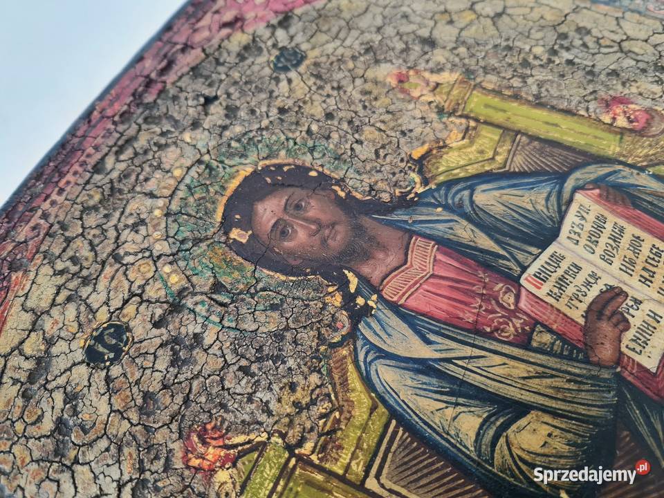 Ikona Jezus Chrystus Tronujący XIXw 0144 mazowieckie Warszawa sprzedam