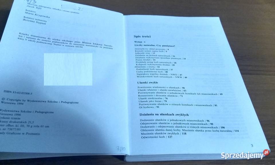Matematyka 5 podręcznik klasy piątej szkoły ISBN 8302055085 Podręczniki Książki i Podręczniki Gdańsk