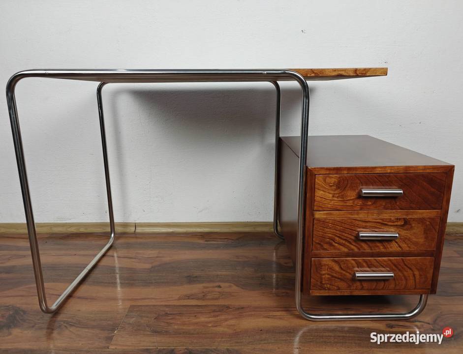 Biurko Bauhaus Art Deco Chrom Czereśnia