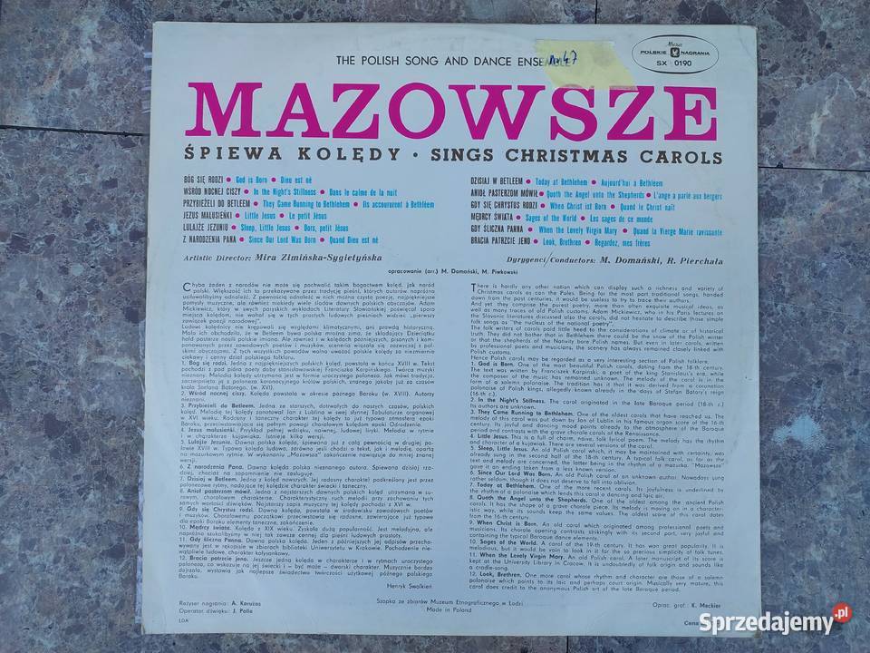 47 Płyta winylowa Mazowsze śpiewa kolędy SX 0190 Tczew