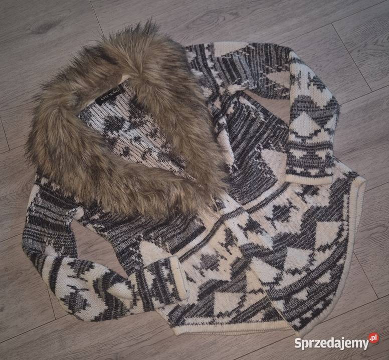 Kardigan sweter kołnierz futerko River Island sprzedam