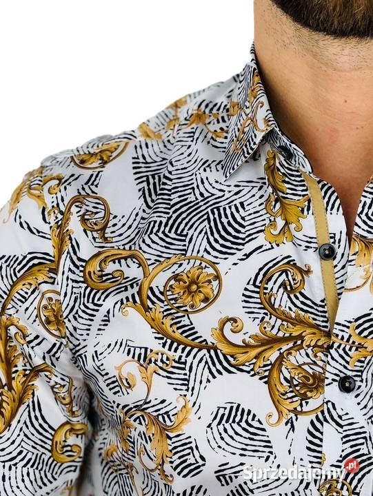 DANIEL BESSI Koszula męska fb114 biała złota Ostrów Wielkopolski sprzedam