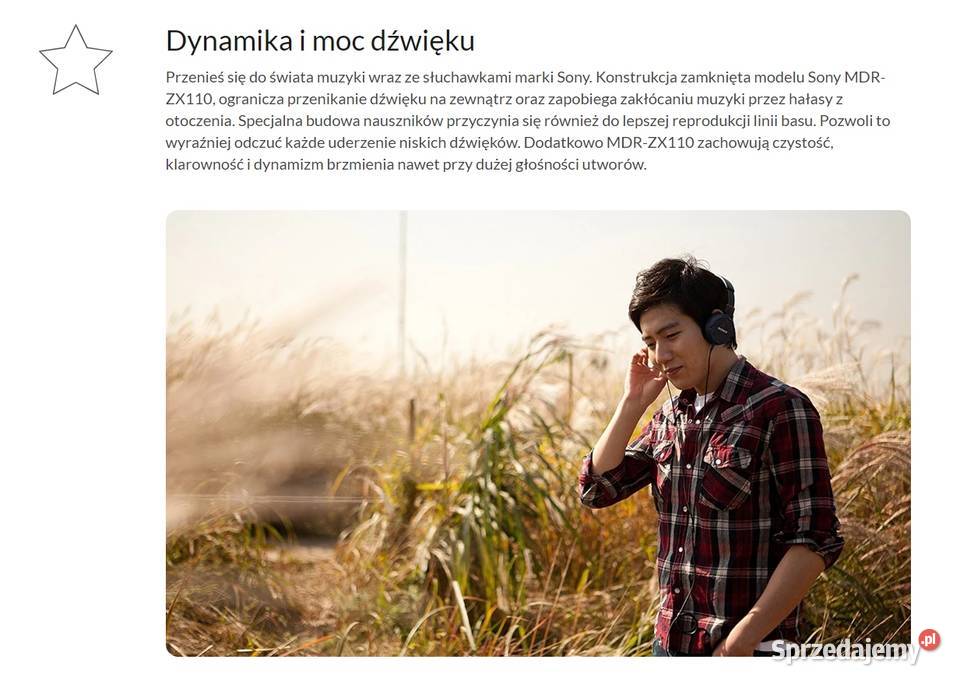 Słuchawki Sony MDRZX110 czarne nowy komplet Dęblin