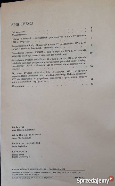 Jednostki SI przepisy prawne tablice Bielsko-Biała