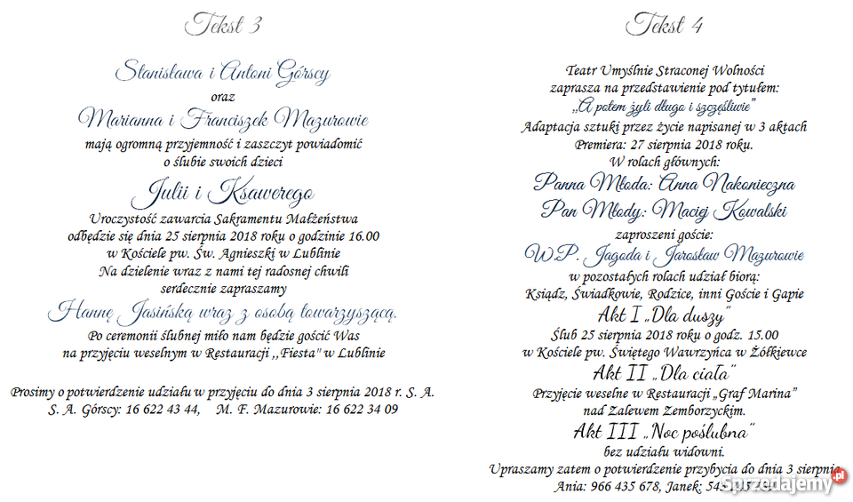 Zaproszenia ślubne profesjonalnie estetycznie Kraków