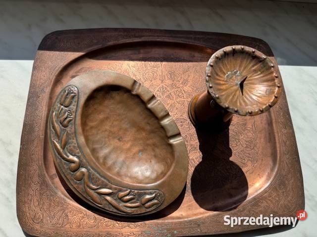 Stara taca mosiężna z ładnym dekorem popielnica śląskie Częstochowa sprzedam