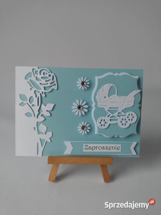 ZAPROSZENIA CHRZEST ŚWIĘTY WÓZEK RÓŻA C6 BŁĘKIT Poznań