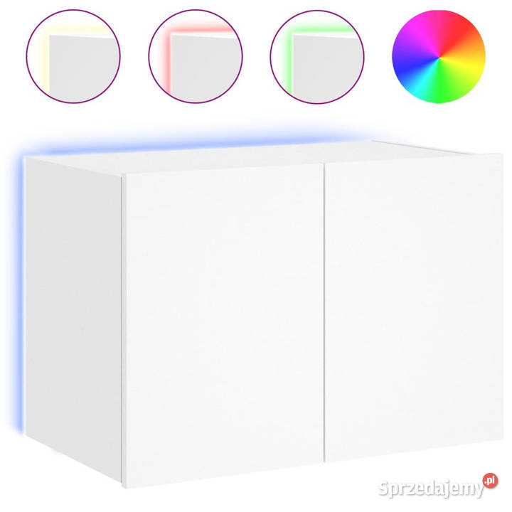 Ścienna szafka TV z LED biała 60x35x41 WM837302 mazowieckie Warszawa