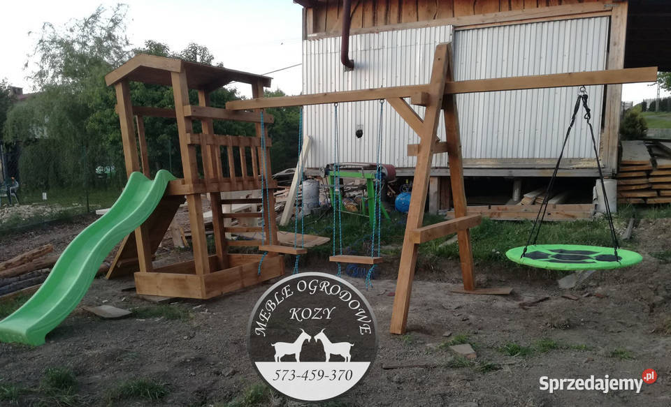 PROMOCJA ogrodowy drewniany plac zabaw z domkiem sprzedam