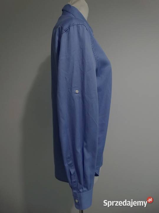 Koszula Bawełniana Modny Kolor Royal Blue Bluzki i koszule Łomża