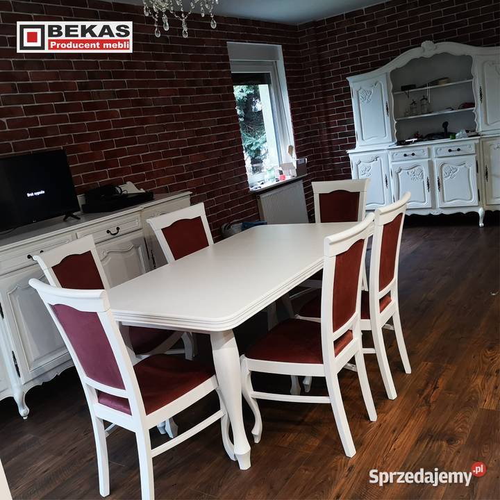 Biały Stół Ludwik 160 6x Krzeseł L21 BEKAS 160cm Czerwionka-Leszczyny