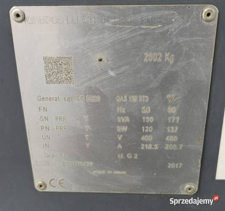 Qas150 generator atlas copco śląskie Miedźna