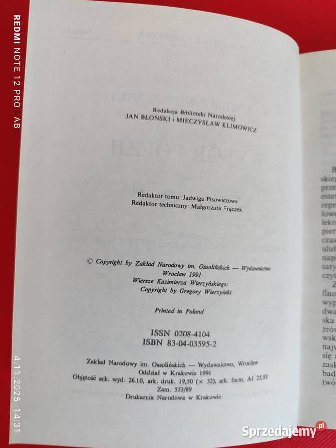 K Wierzyński Wybór poezji Biblioteka Narodowa BN Katowice sprzedam