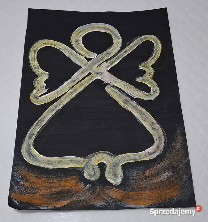 Praca plastyczna Anioł na czarnym tle 295x42 Czeladź