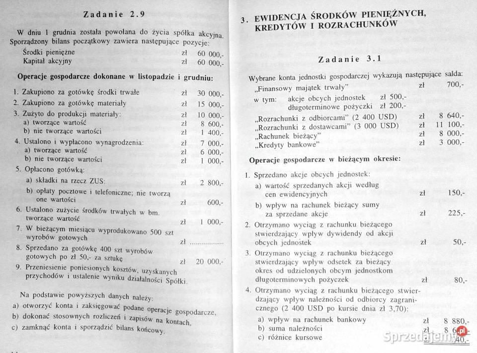 Zbiór zadań Rachunkowość podstaw Jan Matuszewicz Chełm sprzedam