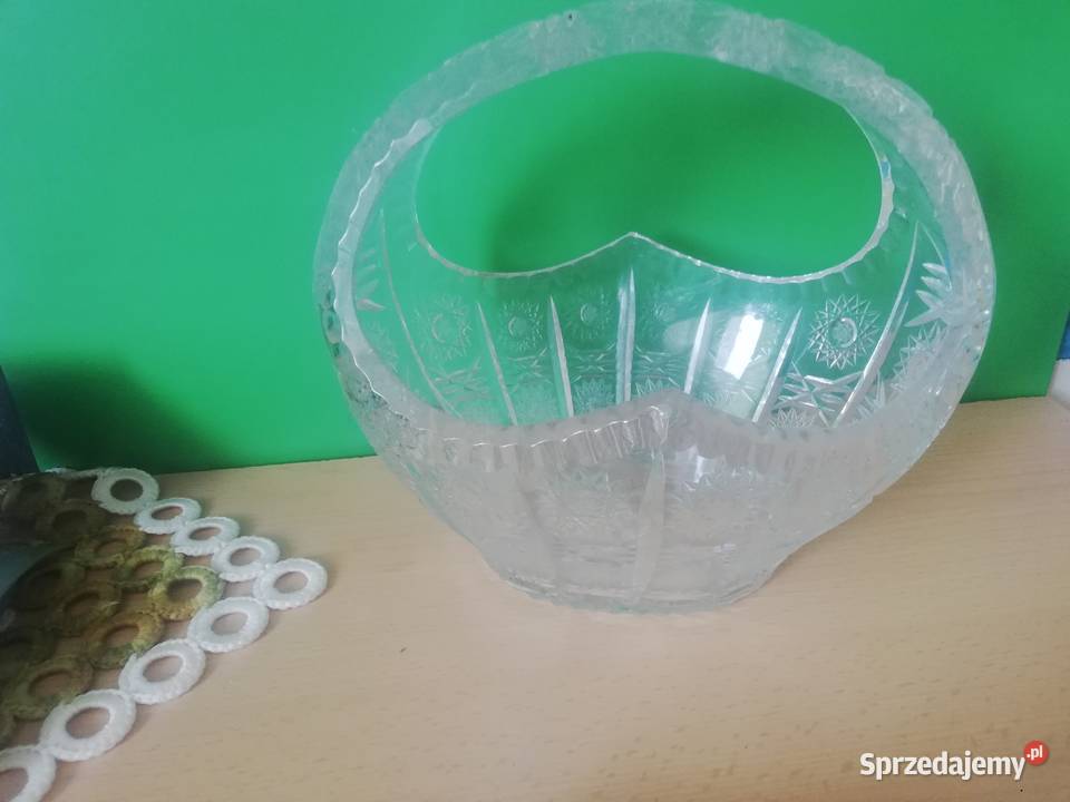 Koszyk kryształ z lat PRL grube szkło hartowane Warszawa
