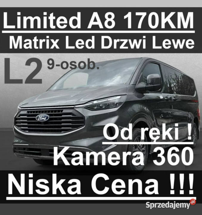 Ford Transit Custom Limited 170 A8 DrzwiLewe zachodniopomorskie Szczecinek