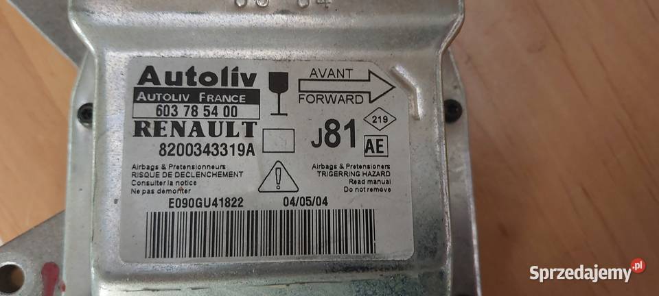 Moduł Sensor AIRBAG 8200343319A Renault Espace poduszki powietrzne Szczecin sprzedam