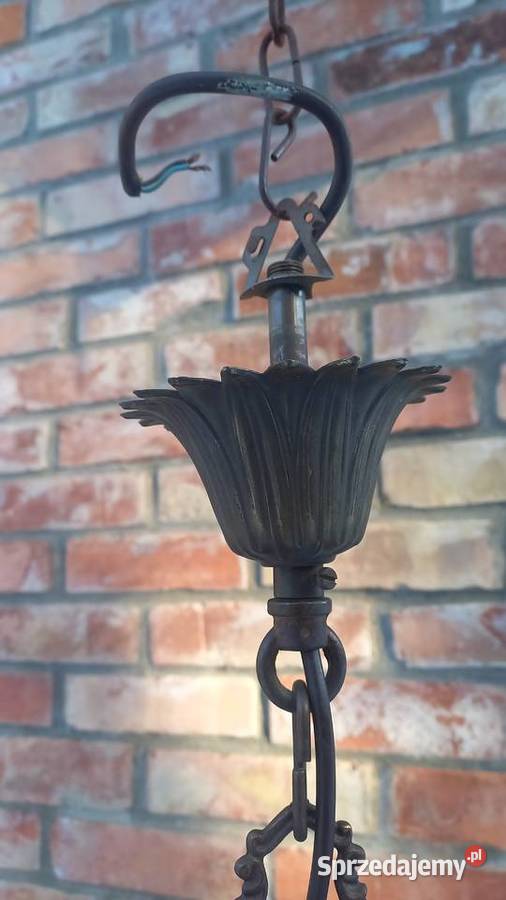 Żyrandol 4 ramienny metalowy mosiężny pakjąk 8 Gawroniec