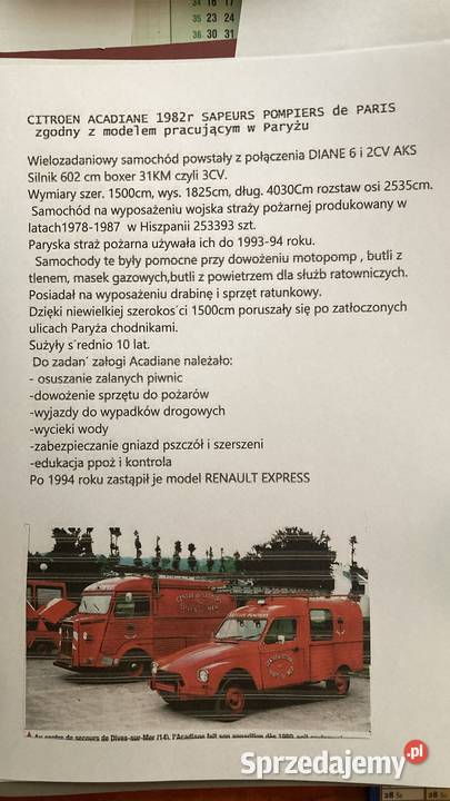 Sprzedam samochód CITRON ACDIANE Straż Pożarna 602cm3 Kościan