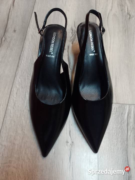 41 London Rebel Czarne czółenka wieczorowe z czarny Kraków