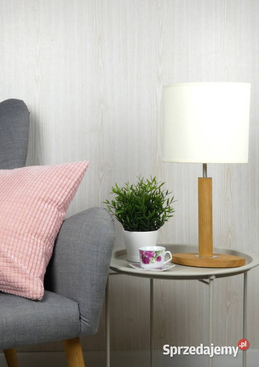 Lampa biurkowa MELLBY skandynawski abażur ecru Nowe