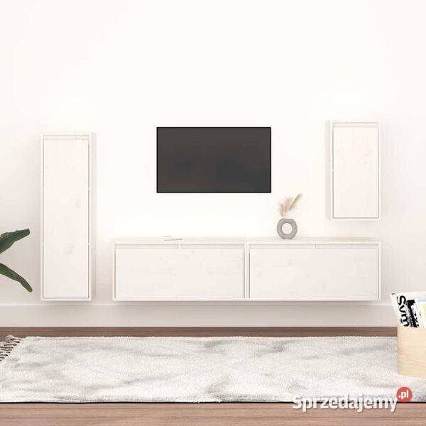 vidaXL Szafki pod TV 4 białe lite drewno Pozostałe mazowieckie Warszawa