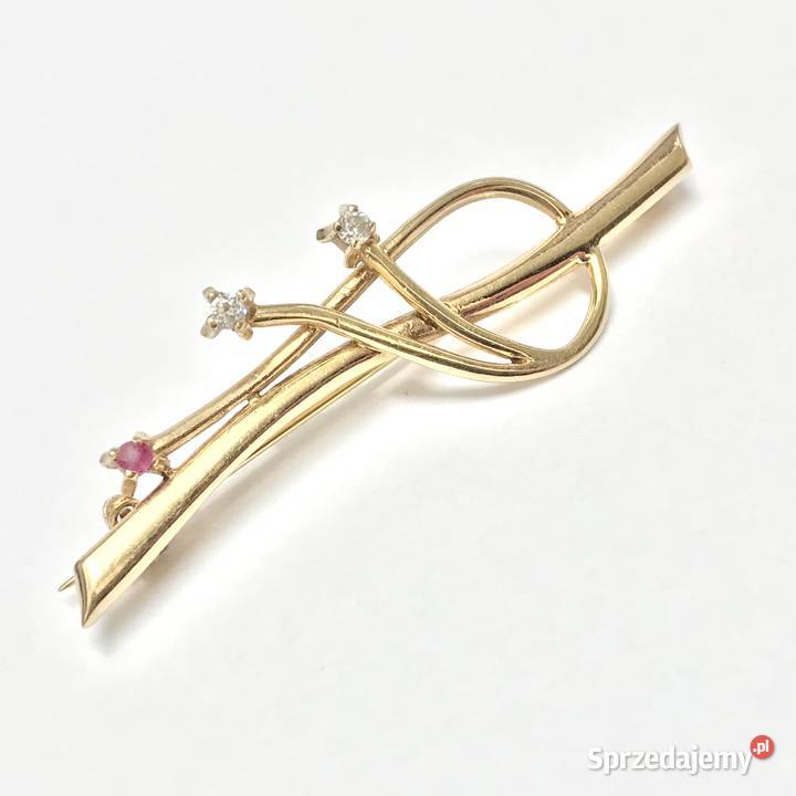 Złota BROSZKA 14K piękny AMETYST cudowna ART Pozostałe Warszawa