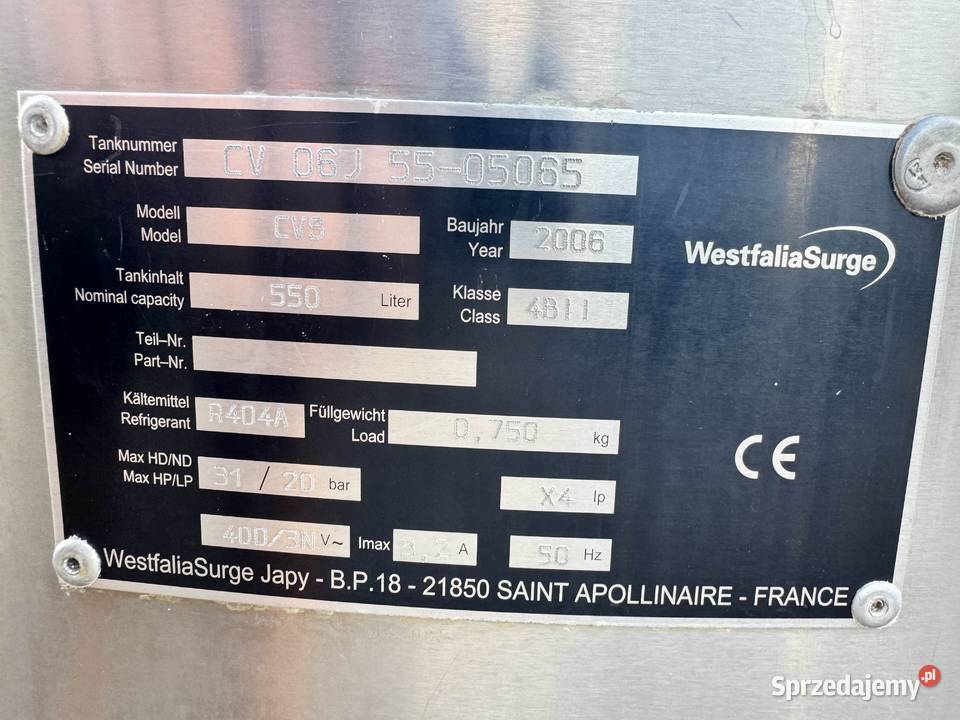 schładzalnik basen zbiornik do mleka 550L Myszyniec Stary