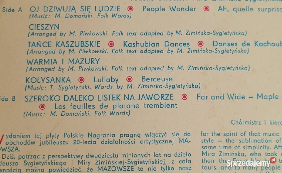 Mazowsze płyta winylowa z roku 1970